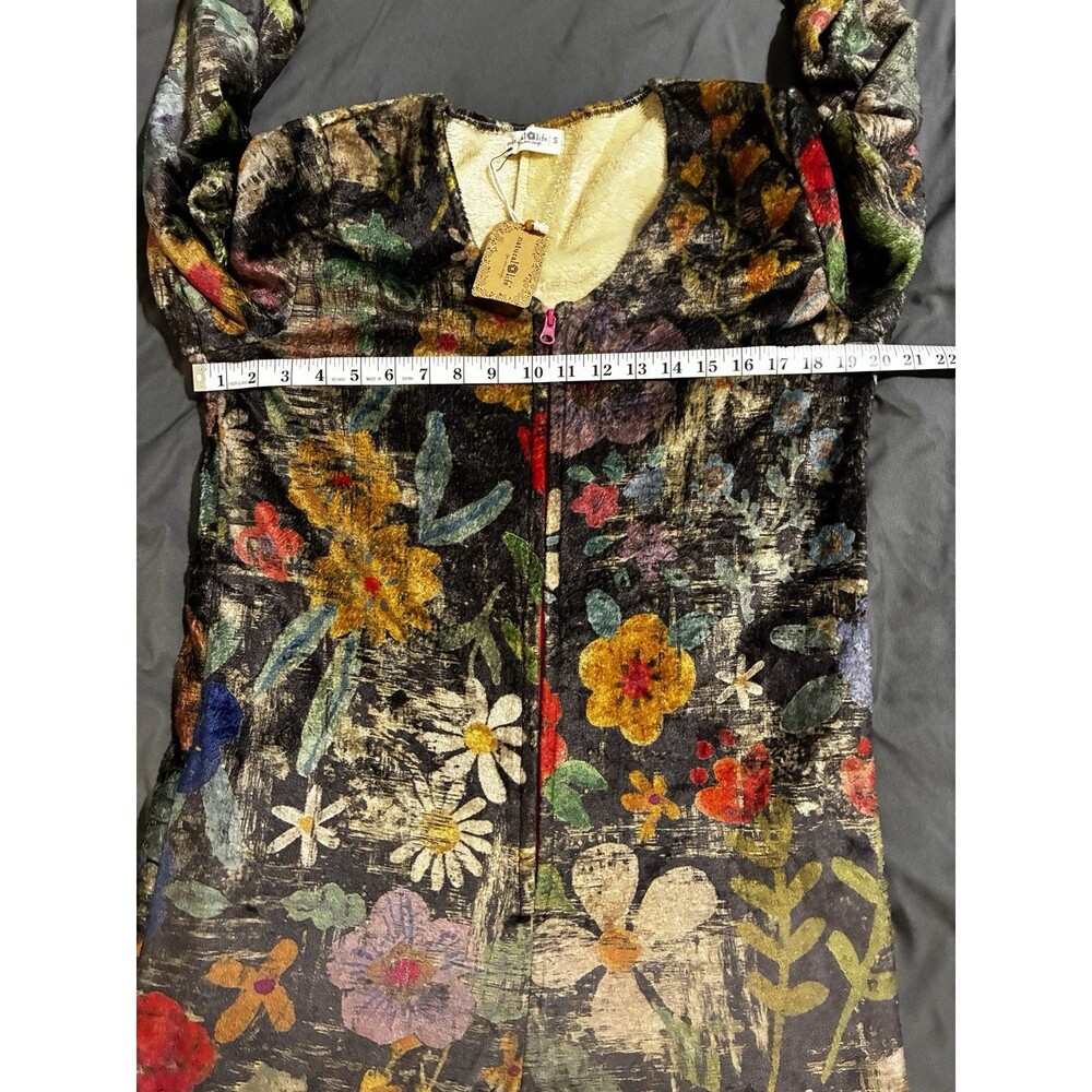 NWT Natural Life Wildflowers Fleece One Piece Pajamas Sz Small Boho Cozy Zip Up - Picture 7 of 8